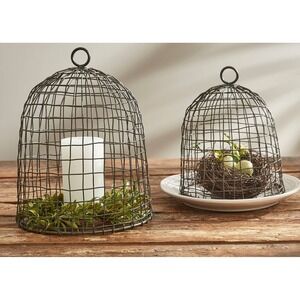 TAG Iron Wire Bell Garden Cloche Set 10" & 12"